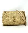 Saint Laurent Jamie Medium YSL Logo Embellished Raffia Flap Bag