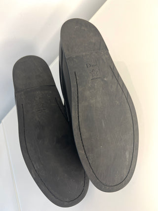 Christian Dior Boy Black Leather Mules Loafers 38.5 UK5.5
