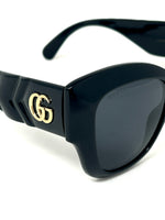 Gucci Black Oversized Cat Eye Shiny Acetate Sunglasses