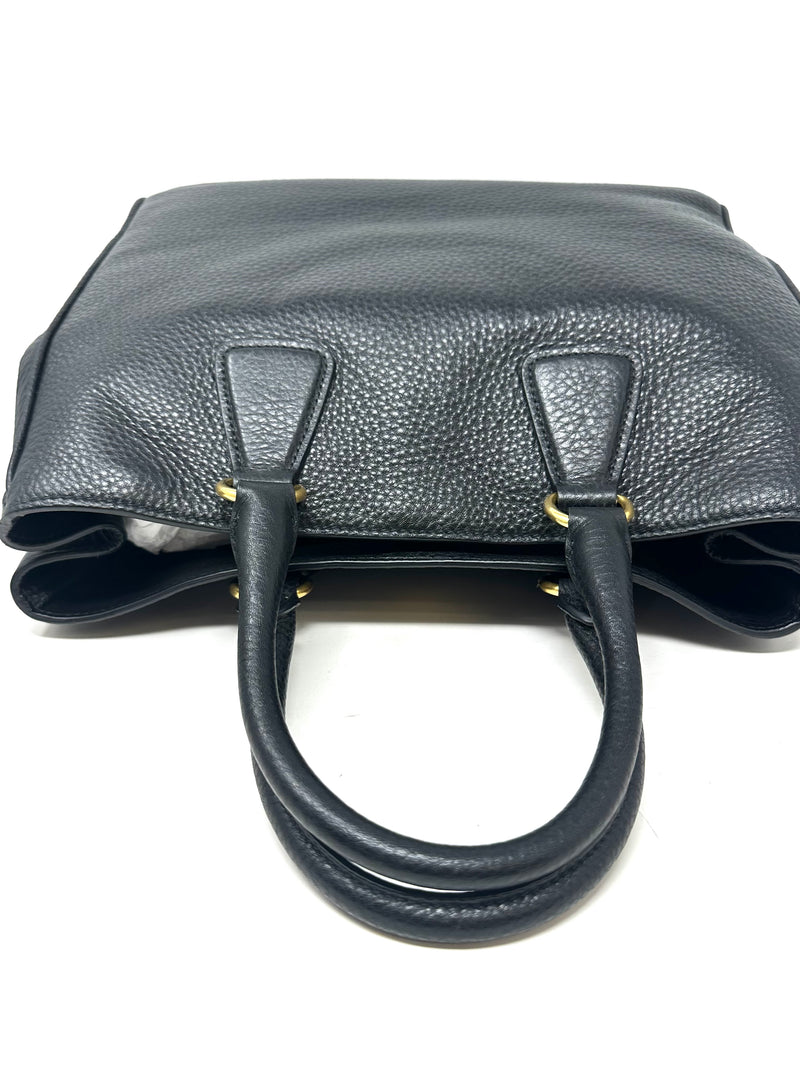 Prada Vitello Daino Black Grained Leather Tote Bag