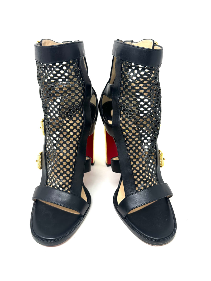 Fencing 100 Black Gold Perforated Booties 38.5 UK 5.5