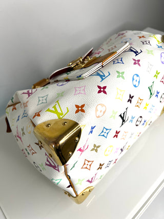 Louis Vuitton Pre-Loved Speedy 30 Multicolour Monogram White Handbag