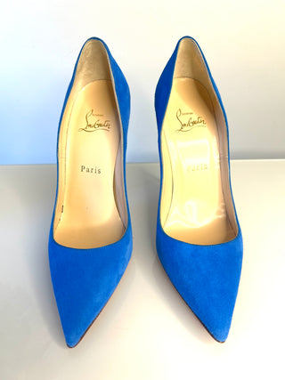 Christian Louboutin So Kate 120 Blue Suede Pumps Heels – Size 38.5 UK5.5