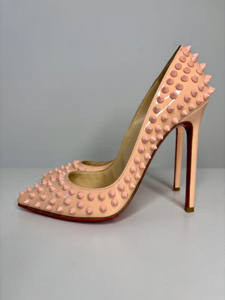 Christian Louboutin Pigalle Spikes 120 Baby Pink Patent Leather Heels 36 UK3