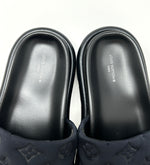 Louis Vuitton Pool Pillow Black Monogram Nylon Velcro Flat Slide Sandals 41 UK 8