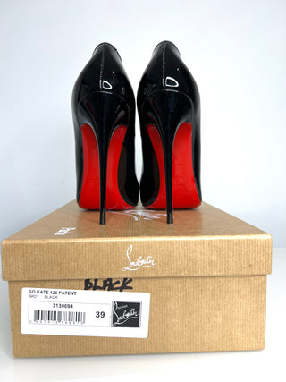 Christian Louboutin So Kate 120 Black Patent Heels 39 UK6