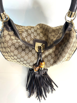 Gucci Pre-Owned GG Canvas Bamboo Indi Hobo Shoulder Bag
