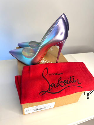 Christian Louboutin So Kate 120 Metallic Multi Degrade Leather Heels 39.5 UK6.5