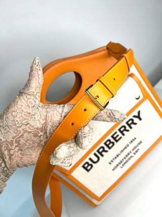 Burberry Pre-Loved Pocket Bag White /Orange Cotton Leather Medium Bag