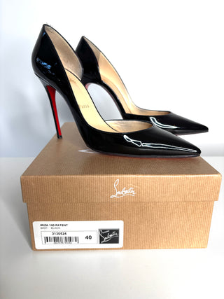 Christian Louboutin Iriza 100 Black Patent Heels 40 UK7