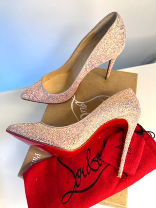 Christian Louboutin Pigalle Follies 100 Glitter Jupon Heels 38.5 UK5.5