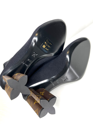 Louis Vuitton Silhouette Black Knit Monogram Ankle Boots 38.5 UK5.5