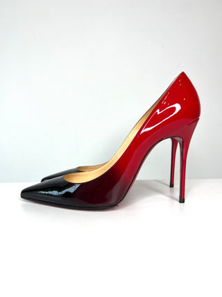 Christian Louboutin Kate 100 Degrade Red Black Patent Leather Heels 40.5 UK7.5