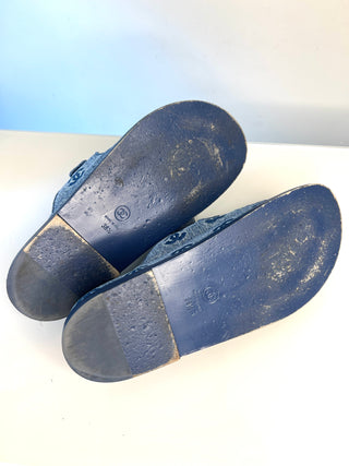 Chanel Denim CC Monogram Dad Sandals 38.5 UK5.5