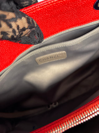 Chanel Preloved GST Red Caviar Leather Grand Shopper Bag