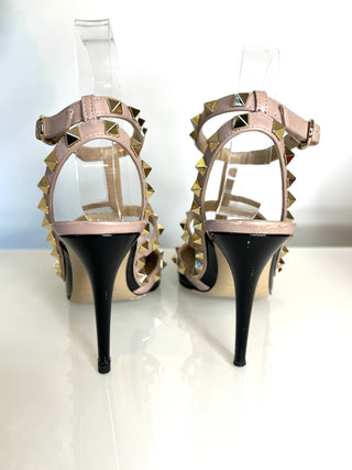 Valentino Garavani Rockstud 100 Black Patent Heels 38 UK5