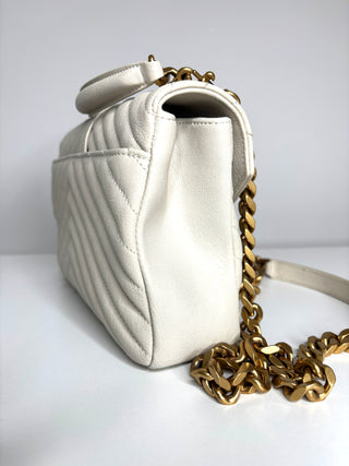 Saint Laurent College Medium Cream Leather Shoulder Bag