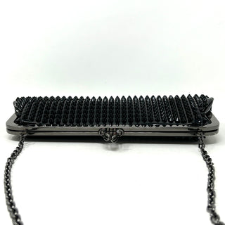 Christian Louboutin Miss Loubi Black Patent Leather Spiked Frame Clutch Bag