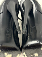 Giuseppe Zanotti Black Leather Metal Strap Open Toe Ankle Boots
