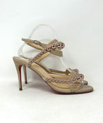 Christian Louboutin Galeria 85 Nude Leather Bronze Rose Stud Heel Sandals 39 UK 6