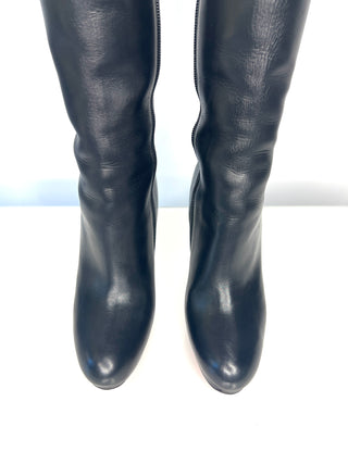 Christian Louboutin New Simple Botta 120 Black Leather Knee-High Boots – Size 36 / UK 3