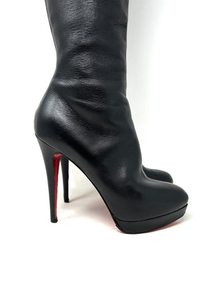 Christian Louboutin Alti Botte 120 Black Leather Knee High Platform Boots 38.5 UK 5.5