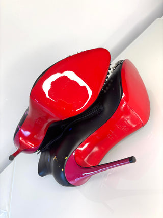 Christian Louboutin 'Love Is A Boot’ 100 Black Leather Spike Toe Ankle Boots 39.5 UK6.5