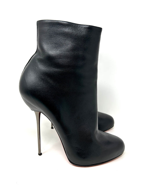 Christian Louboutin stiletto Black Leather Ankle Boots 