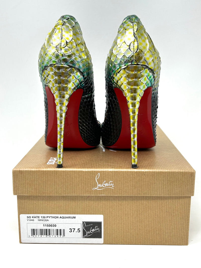 Christian Louboutin So Kate 120 Python Aquarium Mimosa Metallic