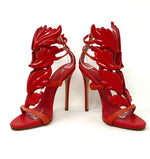 Giuseppe Zanotti Cruel Red Suede Leather Wing Heel Sandals 38 UK 5