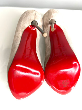 Christian Louboutin Fastissima 120 Misty Rose Suede Metal Heel Booties 37 UK4