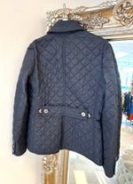 Burberry Brit Navy Blue Diamond Quilted Button Front Jacket