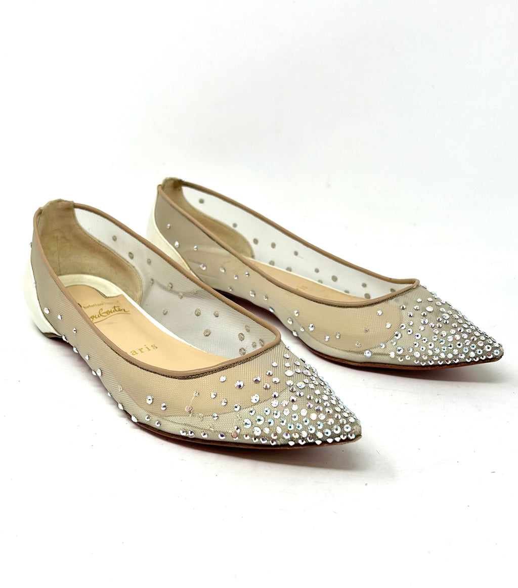 Louboutin hot sale strass flats