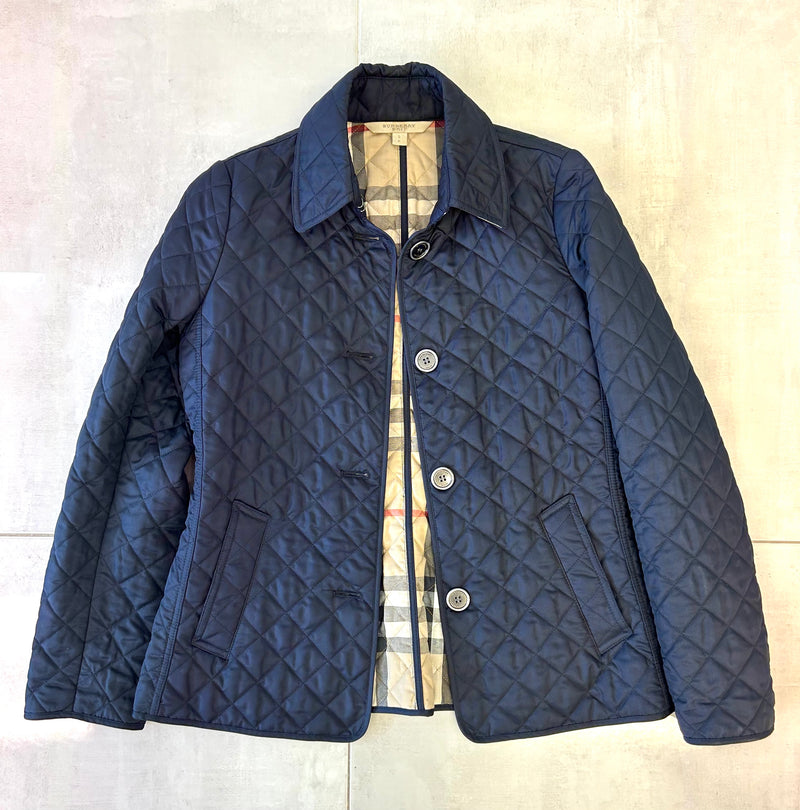Burberry Brit Navy Blue Diamond Quilted Button Front Jacket S – High ...