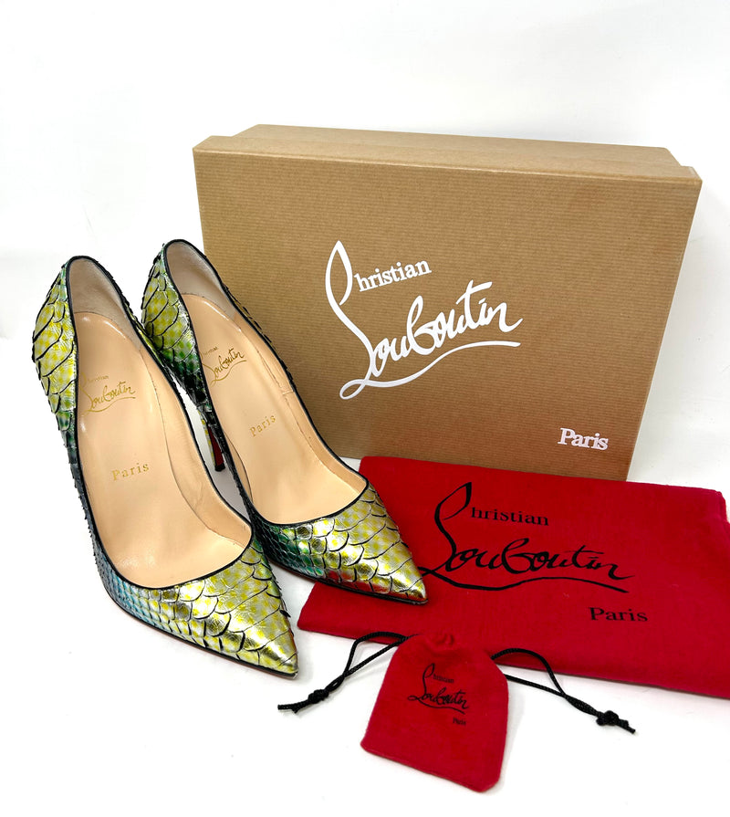 Christian Louboutin So Kate 120 Python Aquarium Mimosa Metallic