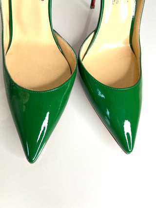Christian Louboutin Iriza 100 Green Patent Leather Heels 39.5 UK6.5