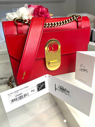 Christian Louboutin Elisa Large Red Leather Shoulder Bag