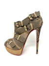 python detailed buckle booties with mesh and signature red soles