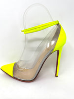 Christian Louboutin Un Bout 120 Yellow Patent Leather & PVC Heels but very small fit 37