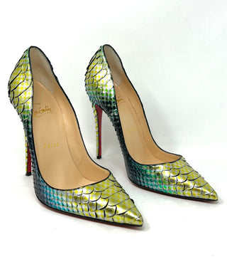 Christian Louboutin Metallic Mermaid Python Leather Heels