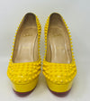 Bianca Spikes 140 Patent Leather Yellow Platform Heels 39.5 UK6.5