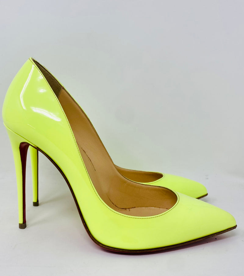 Christian Louboutin Pigalle Follies 100 Patent Leather Neon Heels