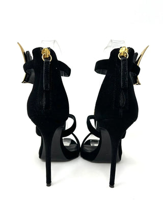 Giuseppe Zanotti Black Suede Sandals With Golden Accessory 35 UK 2