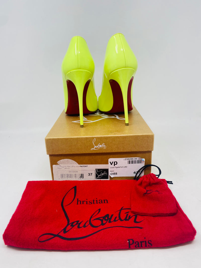 Christian Louboutin Pigalle Follies 100 Patent Leather Neon Heels