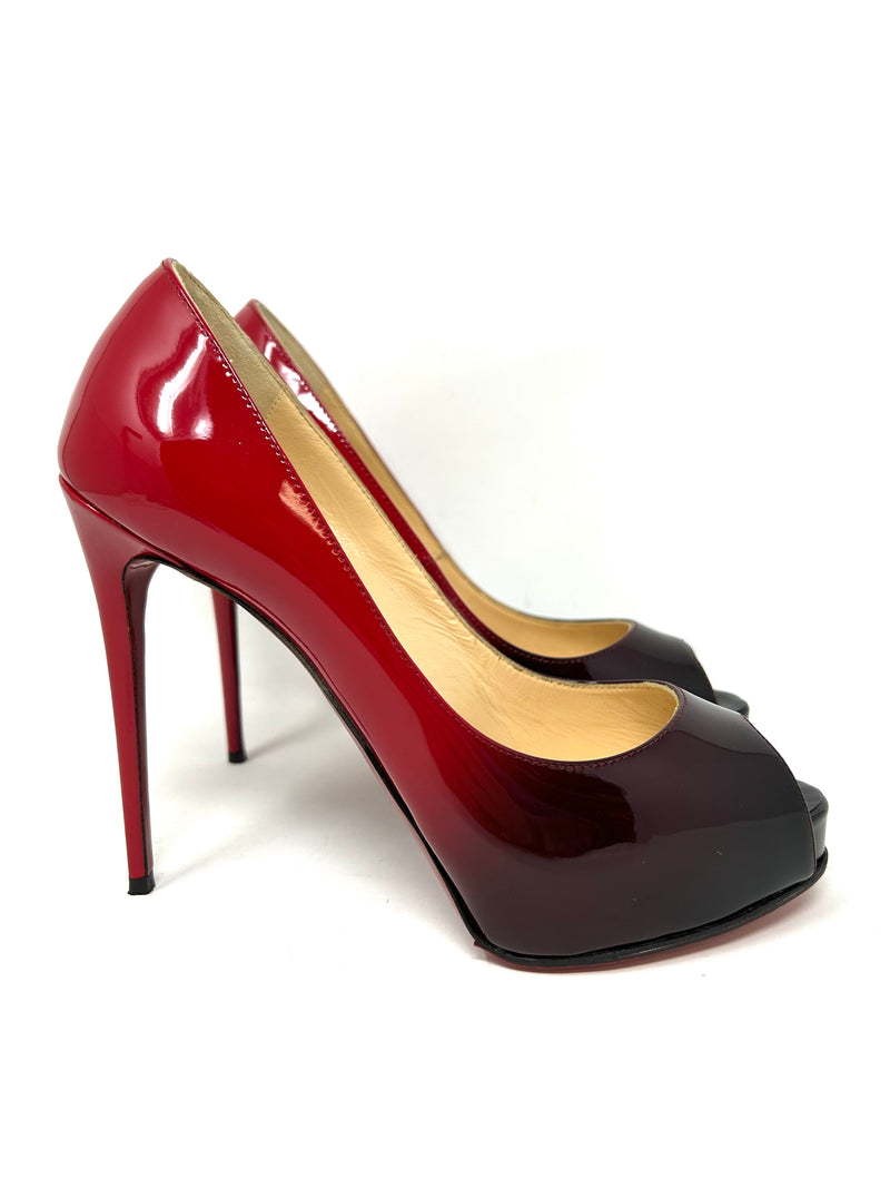 Christian Louboutin Very Prive Red Black Gradient Degrade Patent