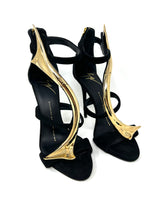 Giuseppe Zanotti Black Suede Sandals gold detail
