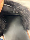 Louis Vuitton Lock It Brown Leather Black Brown Mink Fur Slides Sandals 39 UK 6