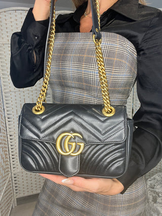 Gucci GG Marmont Small Black Leather Shoulder Bag