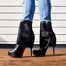 Christian Louboutin Armony 140 Black Leather Platform Heeled Boots – Size 36 / UK 3