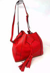 Mulberry Millie Small Bright Red Grainy Leather Tassel Tote Bag